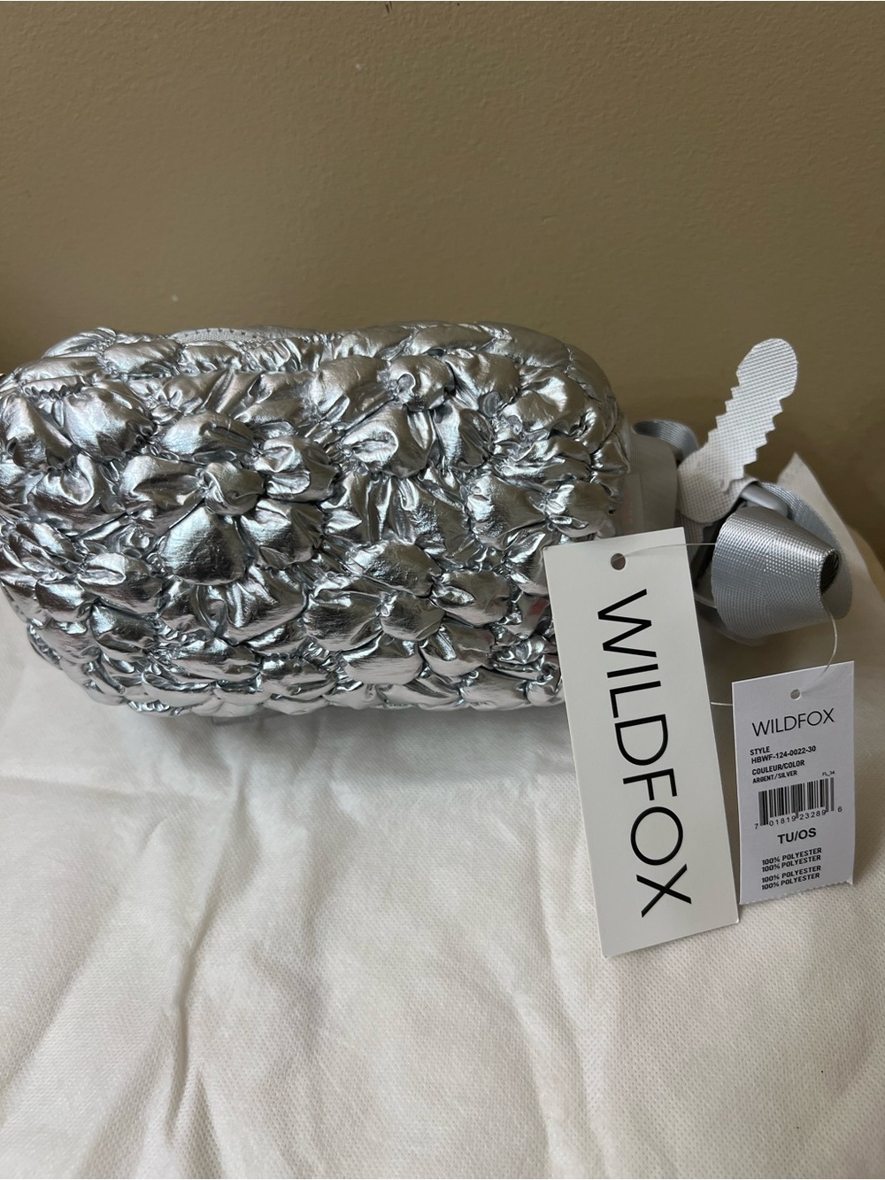Wildfox Metallic Silver Floral Quilted Beltbag / Crossbody NWT